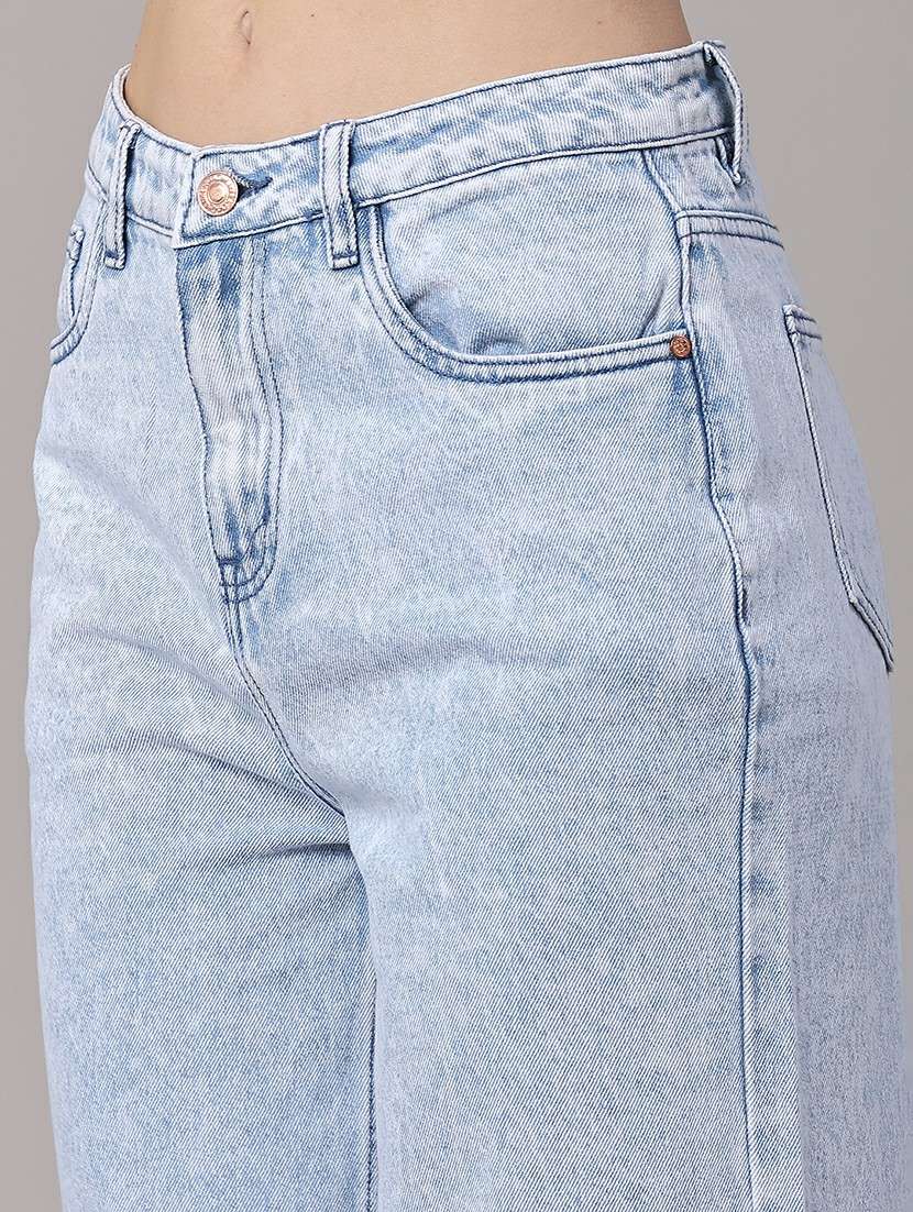 women washed mid rise wide leg jeans - 22382046 -  Standard Image - 1