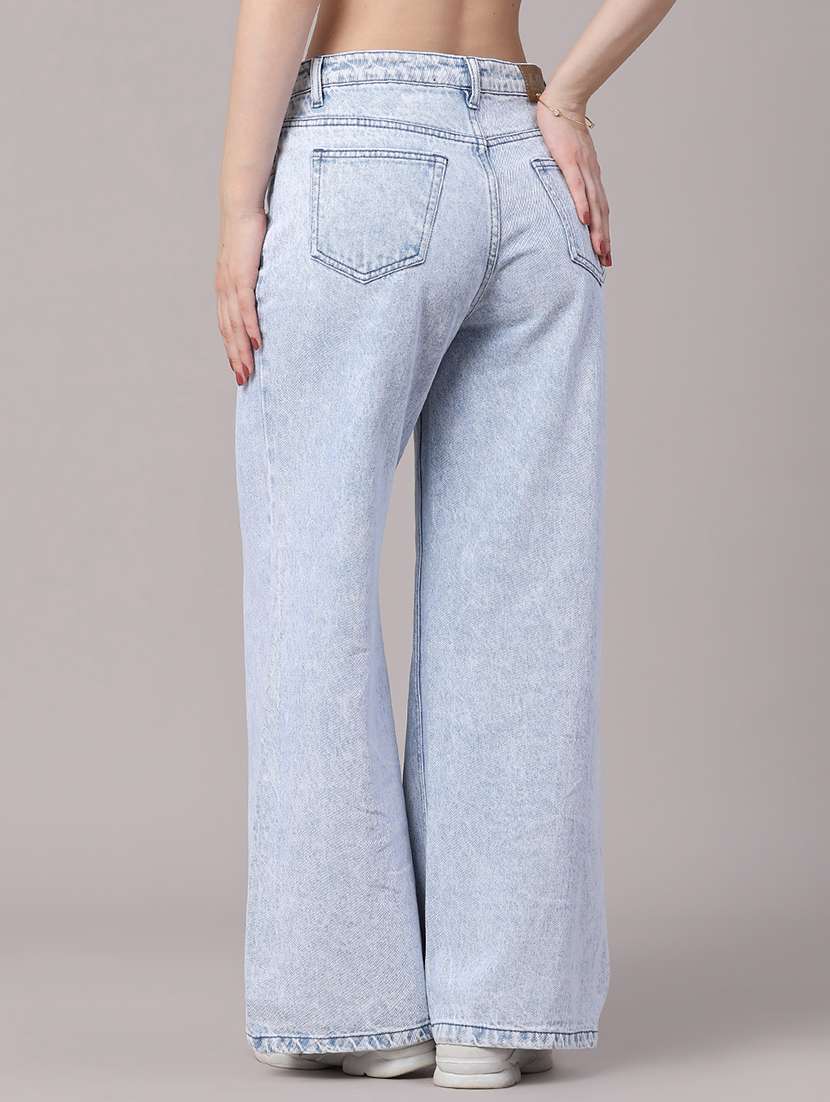 women washed mid rise wide leg jeans - 22382046 -  Standard Image - 4