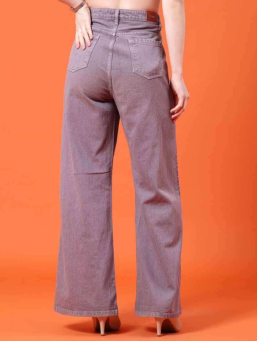 women plain mid rise wide leg jeans - 22382047 -  Standard Image - 4
