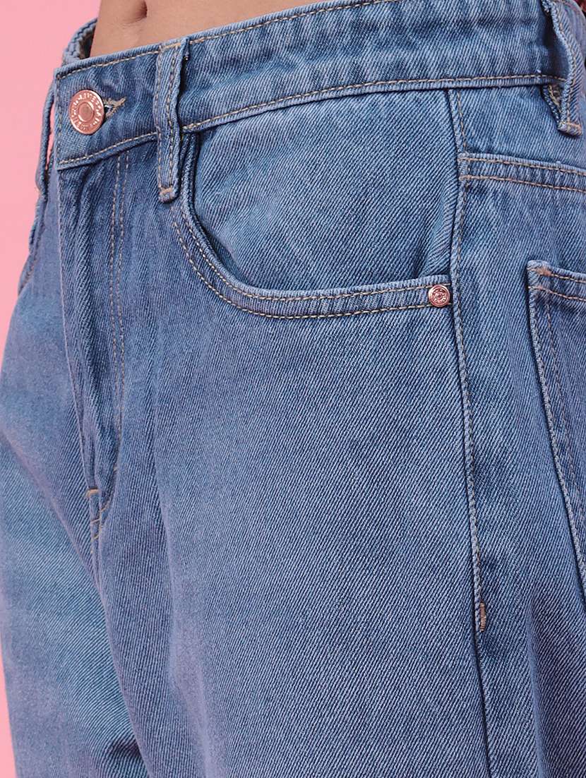 women solid high rise wide leg jeans - 22382048 -  Standard Image - 1