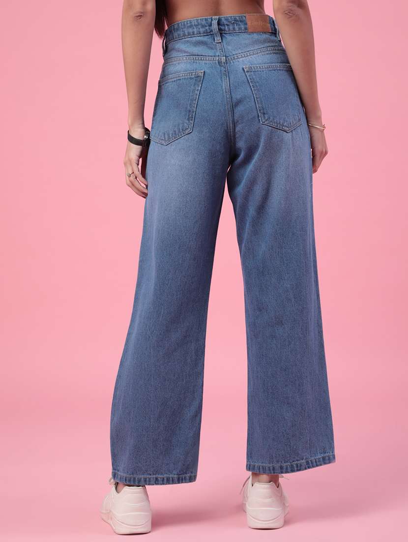 women solid high rise wide leg jeans - 22382048 -  Standard Image - 4