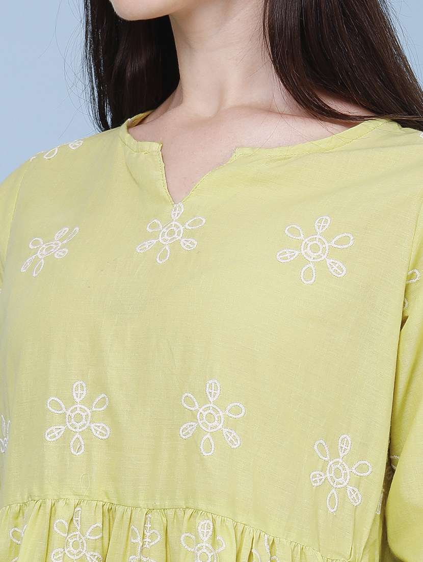 women embroidered notch neck peplum tunic - 22382086 -  Standard Image - 1