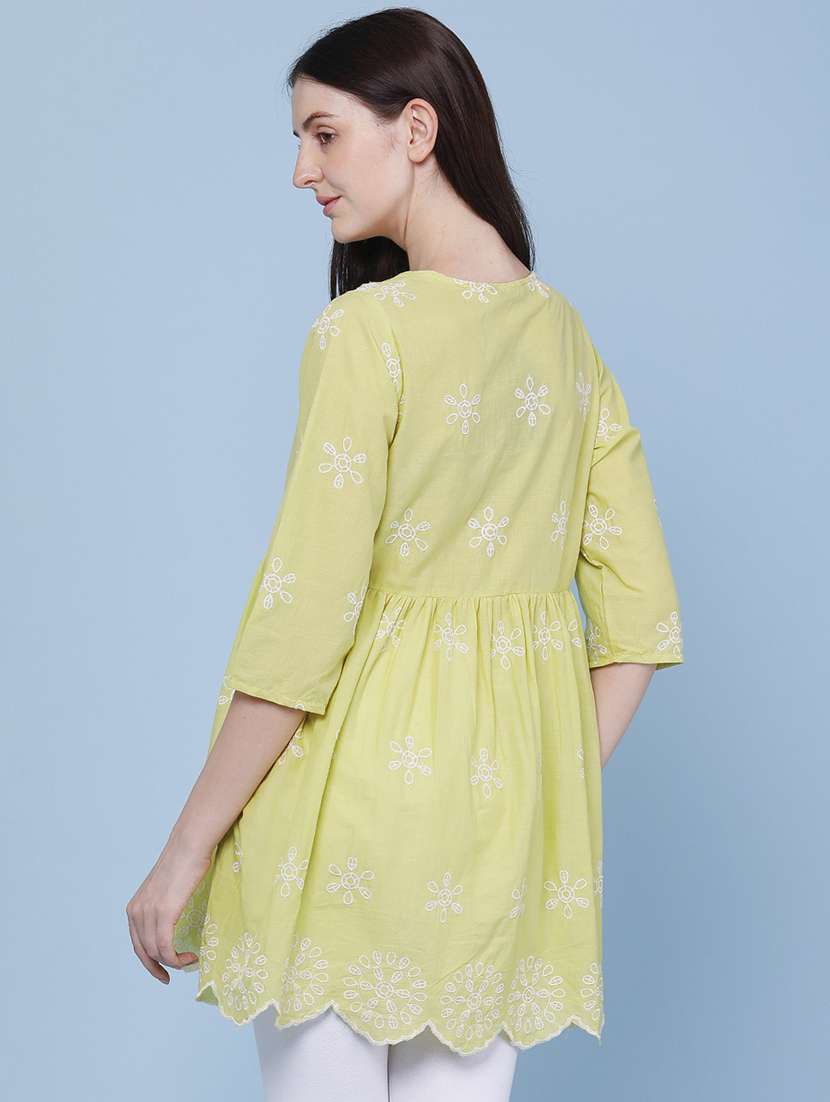 women embroidered notch neck peplum tunic - 22382086 -  Standard Image - 4