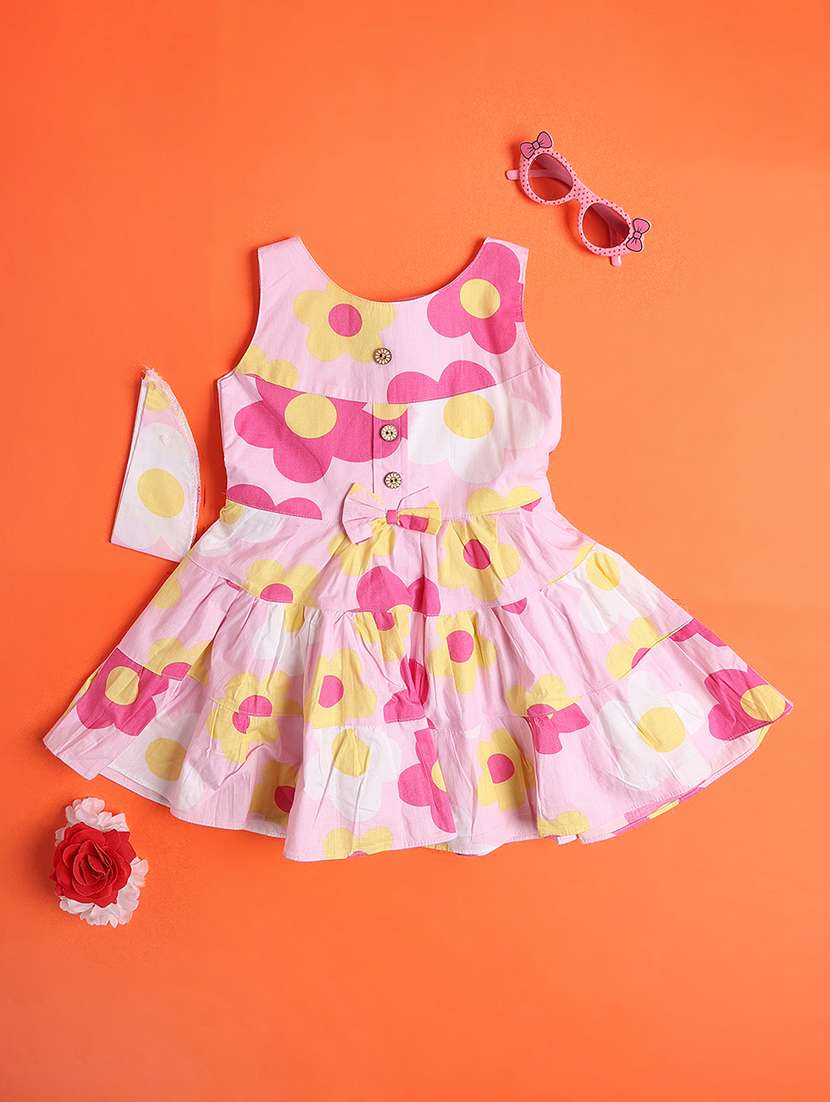 girls printed round neck sleeveless frock  - 22382092 -  Standard Image - 1