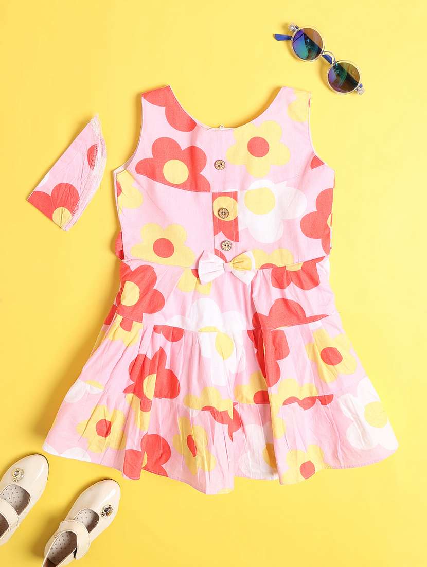 girls printed round neck sleeveless frock  - 22382095 -  Standard Image - 1