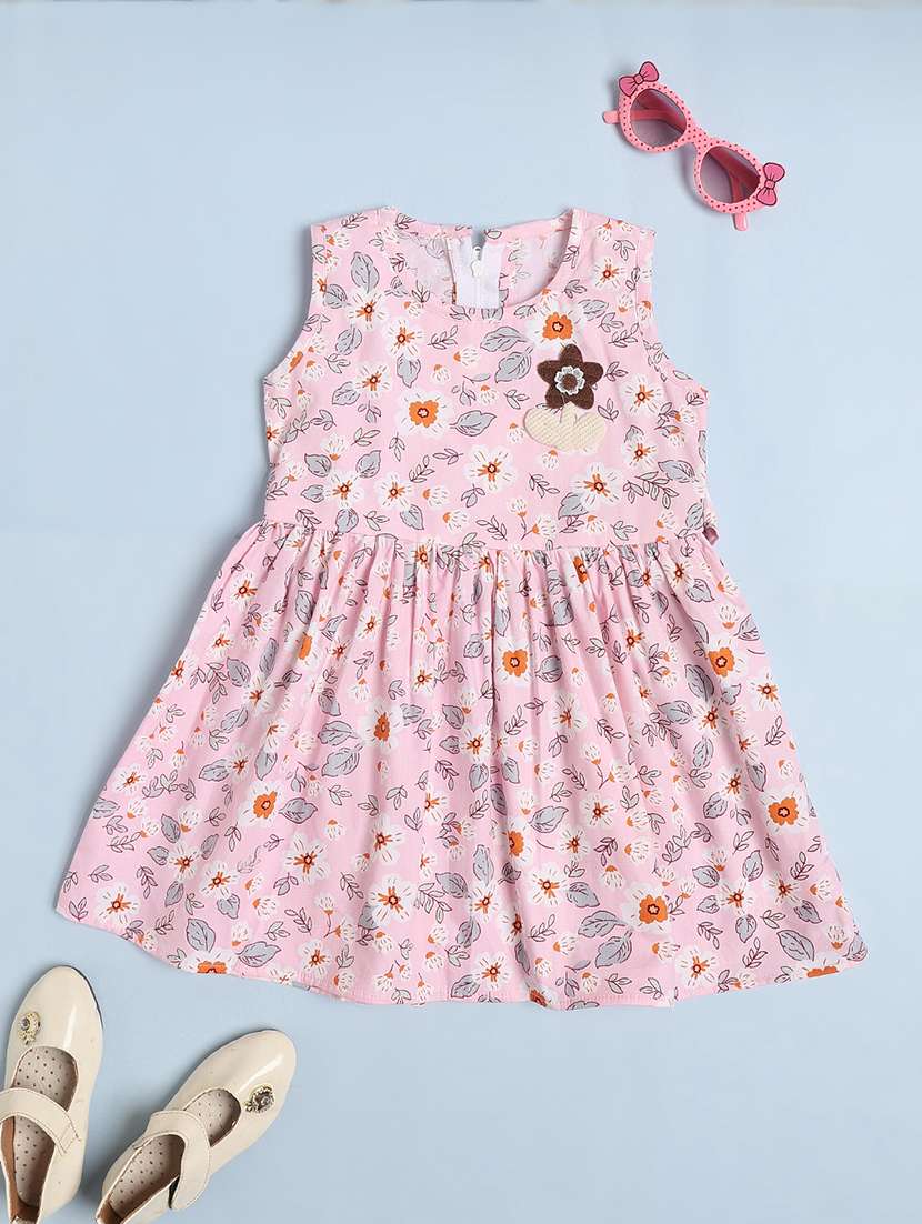 girls printed round neck sleeveless frock  - 22382098 -  Standard Image - 1