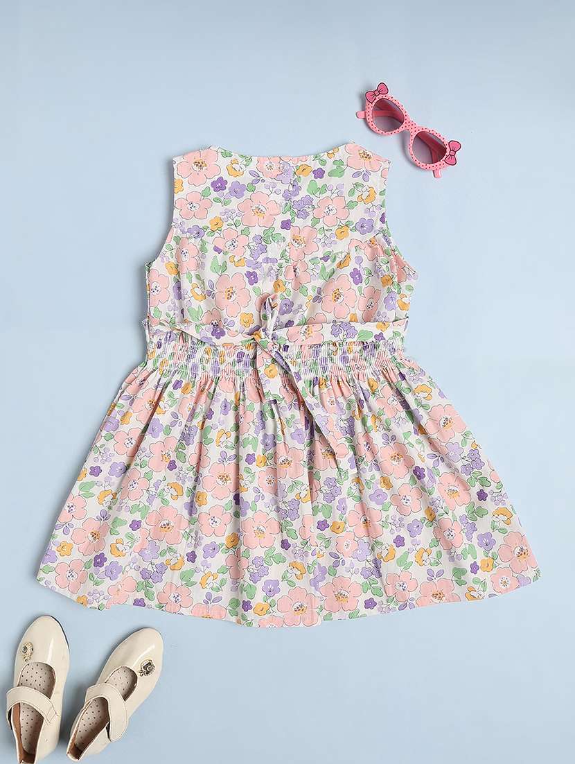 girls printed round neck sleeveless frock  - 22382099 -  Standard Image - 1