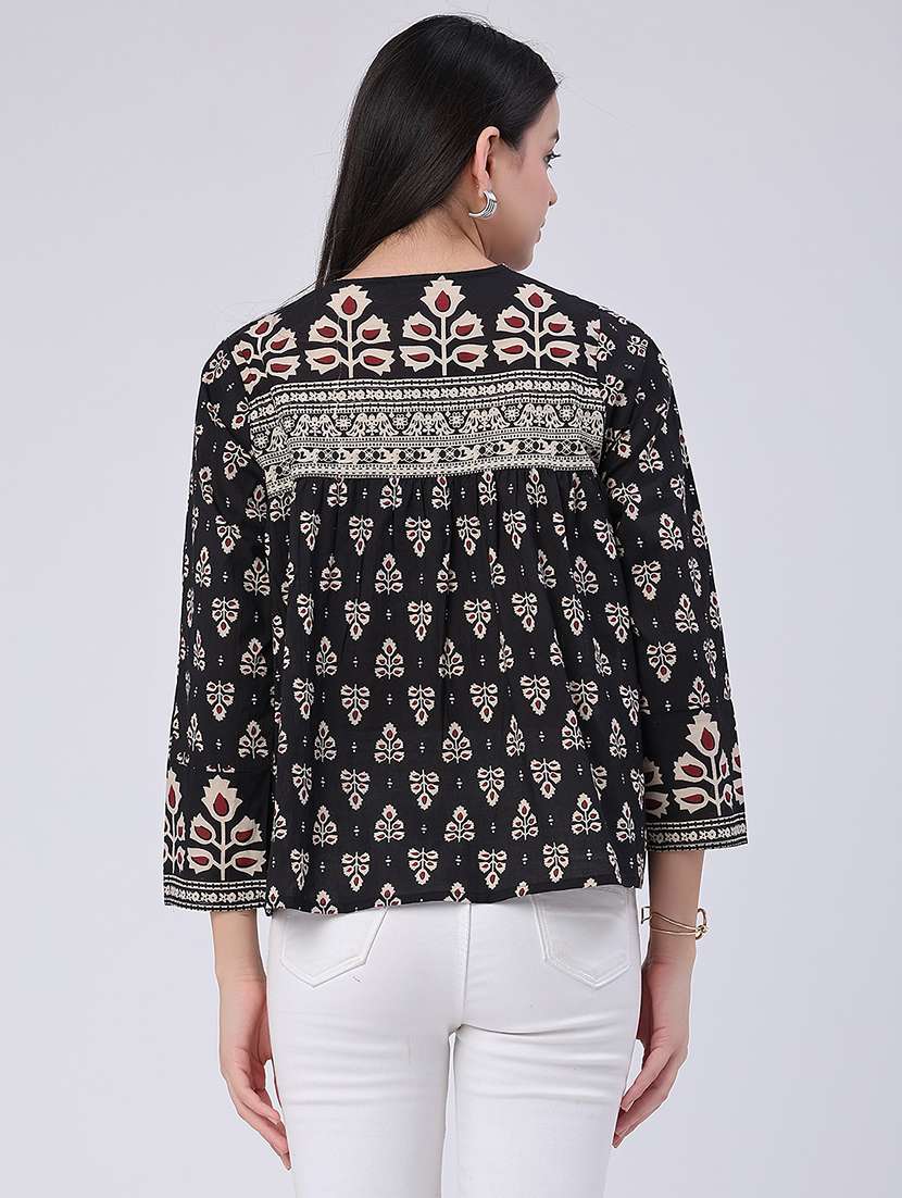 Women Printed Three Quarter Sleeves Regular Top - 22382188 -  Standard Image - 4