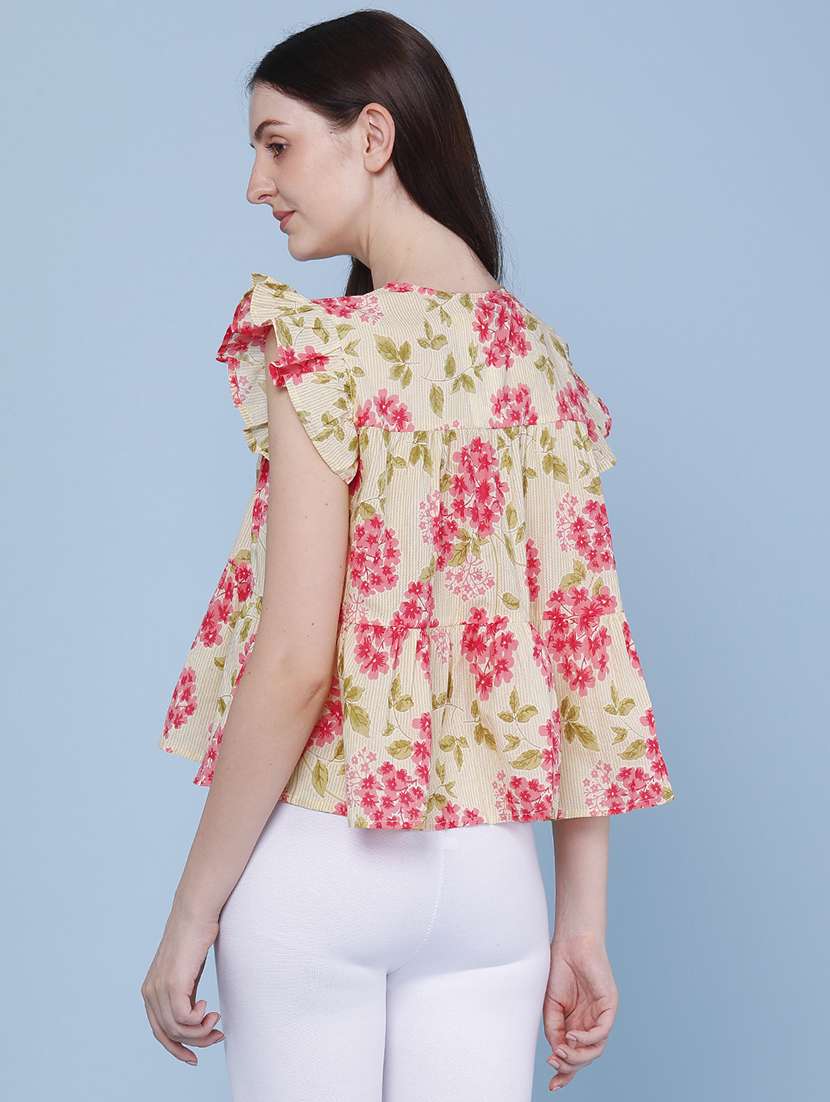 womne printed square neck flared top - 22382189 -  Standard Image - 4