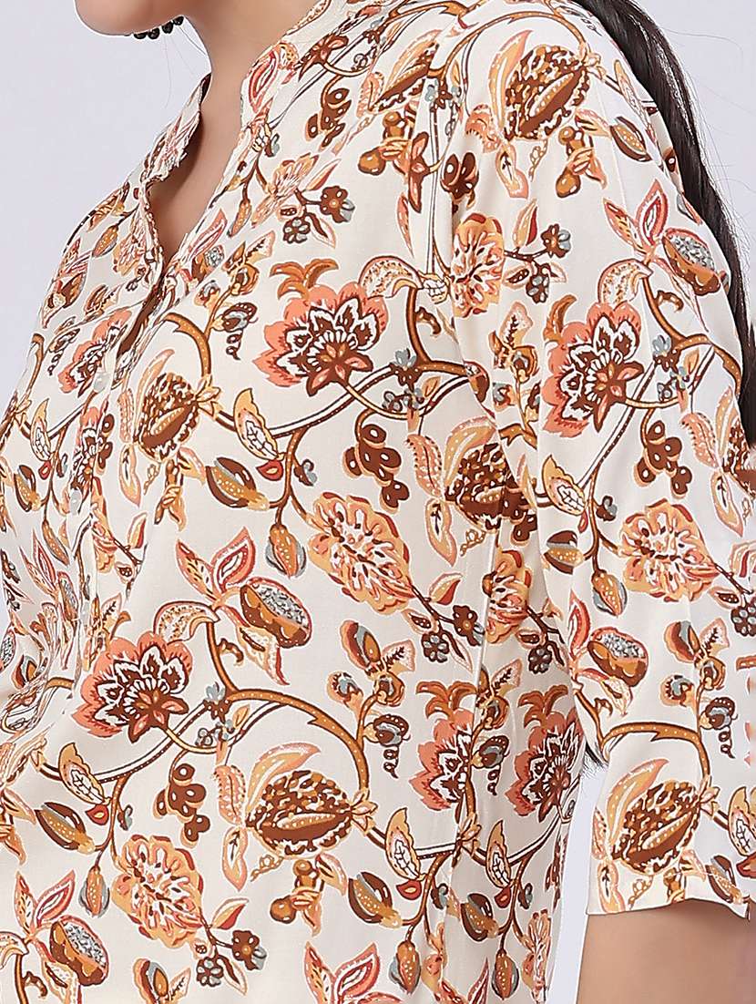 women printed three quarter sleeves straight kurta - 22382204 -  Standard Image - 1