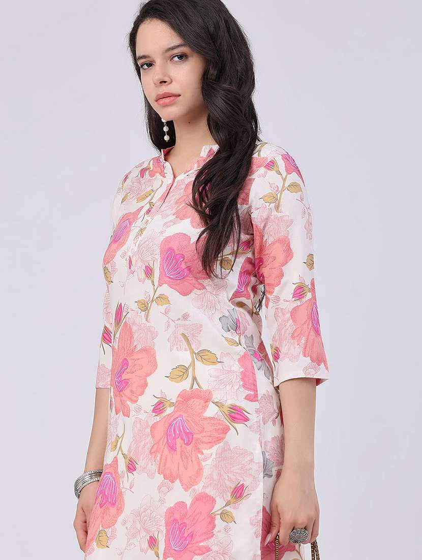 women printed three quarter sleeves straight kurta - 22382205 -  Standard Image - 1