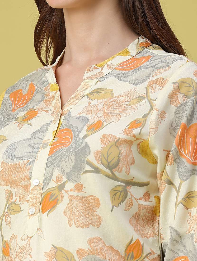 women printed three quarter sleeves straight kurta - 22382209 -  Standard Image - 1