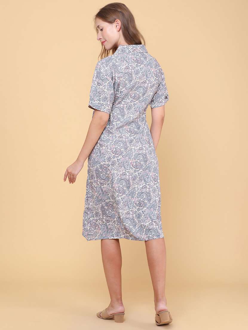 women printed short sleeves a-line dress - 22382247 -  Standard Image - 4