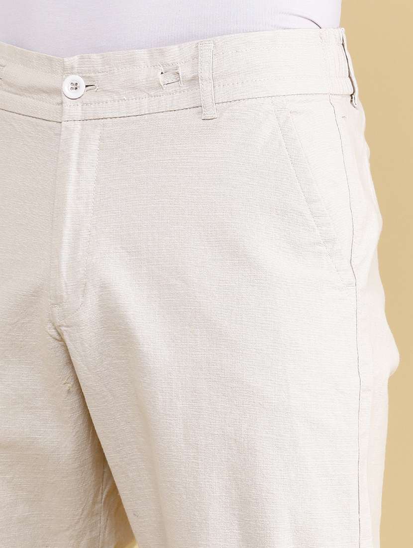 Men Solid Mid Rise Chinos Casual Trouser - 22382261 -  Standard Image - 1