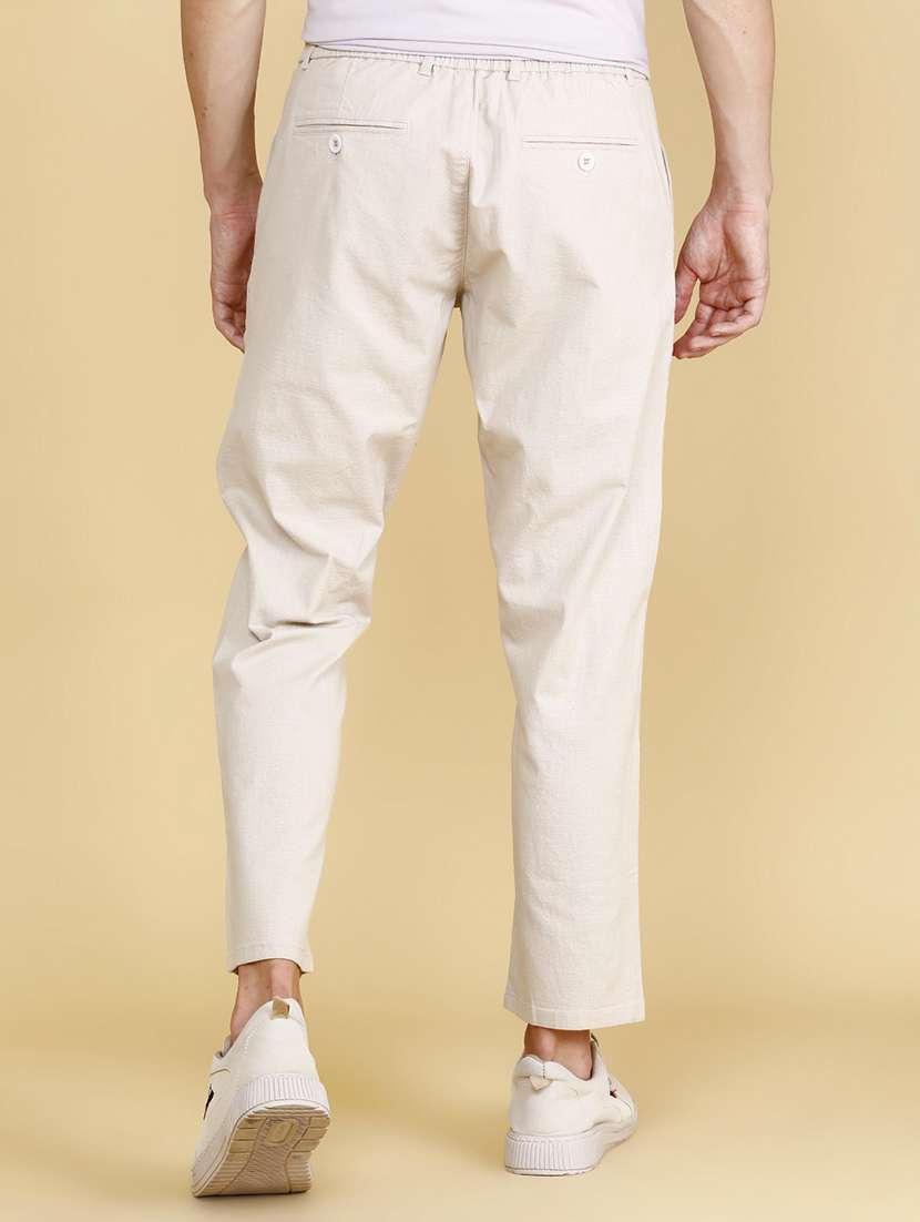 Men Solid Mid Rise Chinos Casual Trouser - 22382261 -  Standard Image - 4