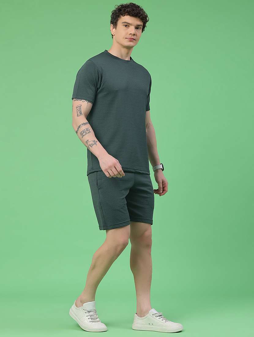 Men Textured Short Sleeve Shorts & T-shirt Co-ord Set - 22382308 -  Standard Image - 4
