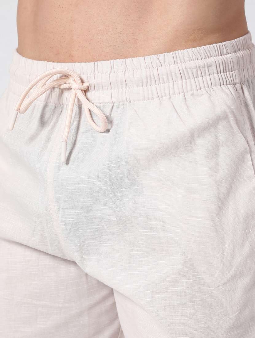white  cotton shorts three - fourth - 22382399 -  Standard Image - 1
