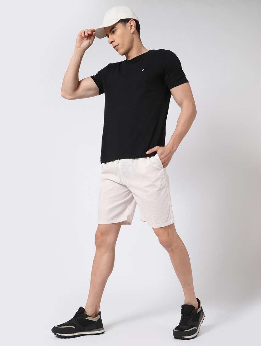 white  cotton shorts three - fourth - 22382399 -  Standard Image - 4