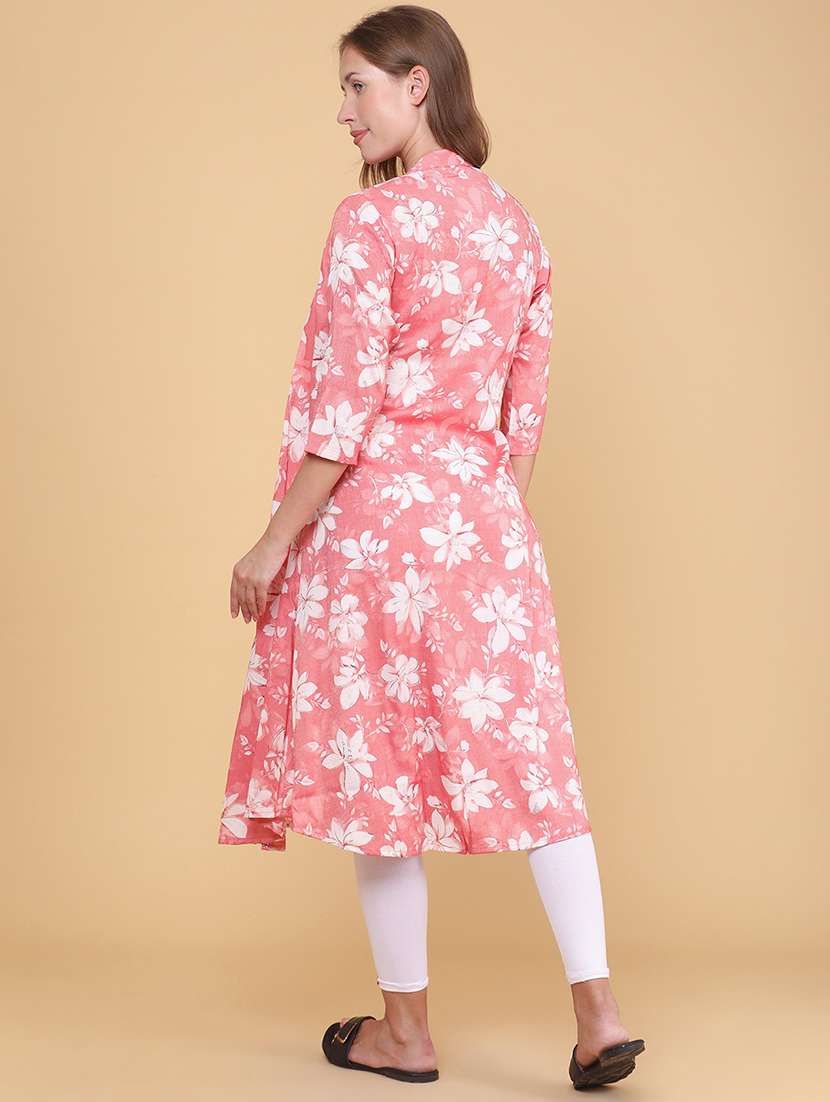 women printed three quarter sleeves layered kurta - 22382411 -  Standard Image - 4
