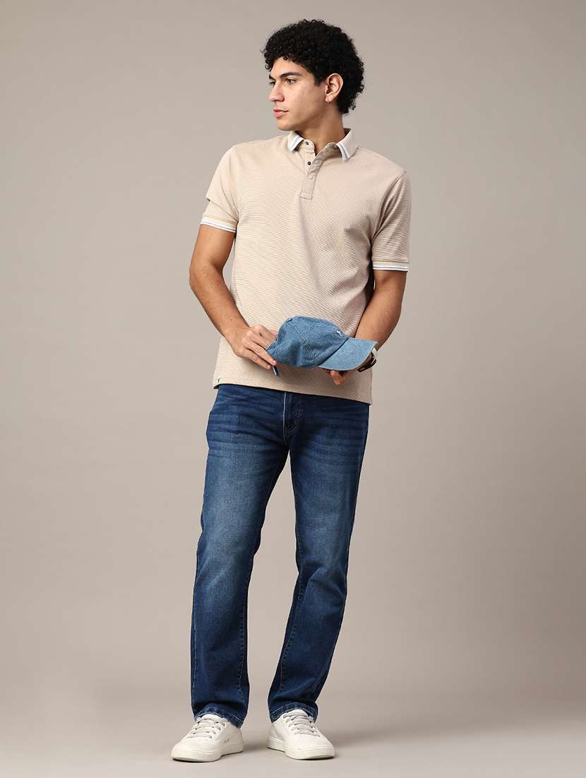 men washed mid rise straight fit jeans - 22382463 -  Standard Image - 4