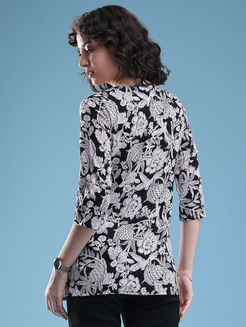 women printed notch neck a-line top - 22382494 -  Standard Image - 4