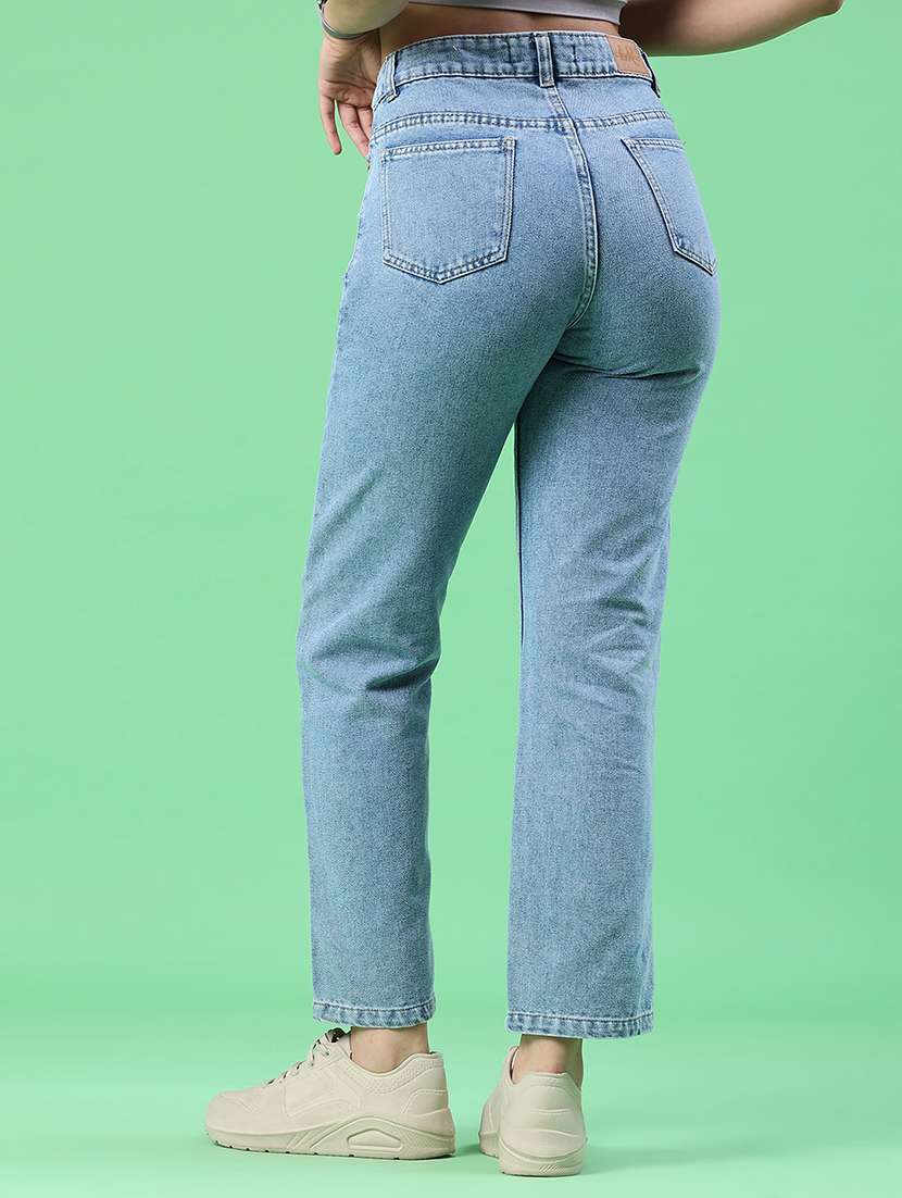 women solid mid rise straight fit jeans - 22382514 -  Standard Image - 4
