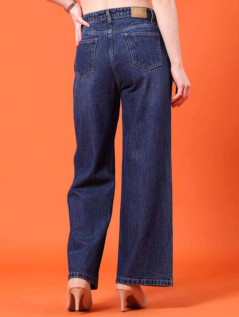 women plain mid rise wide leg jeans - 22382518 -  Standard Image - 4