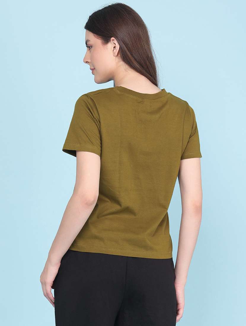 olive cotton regular tshirt - 22382623 -  Standard Image - 4