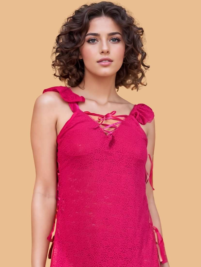 women self designed sleeveless lace babydoll - 22382708 -  Standard Image - 1