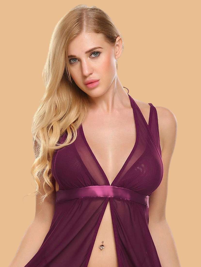 women self designed sleeveless lace babydoll - 22382718 -  Standard Image - 1