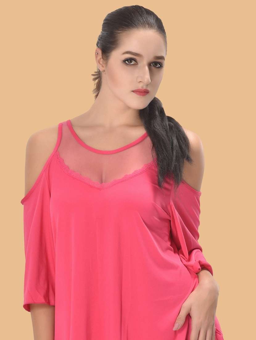 women self designed cold shoulder lace babydoll - 22382727 -  Standard Image - 1