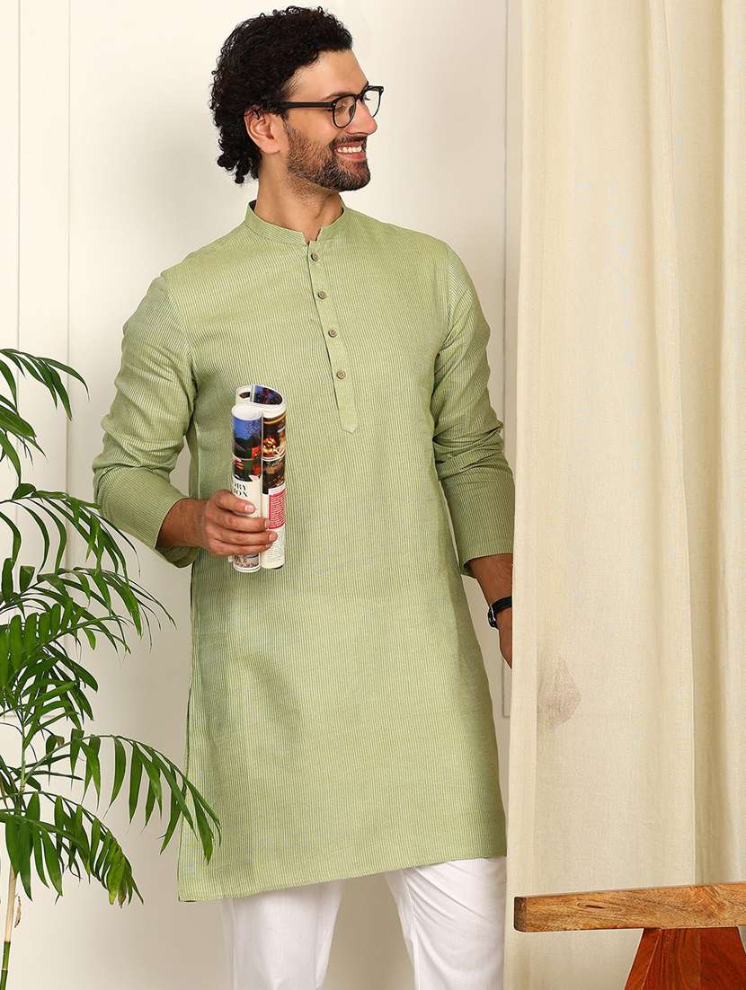 men mandarin neck kurta pyjama ethnic wear set - 22383938 -  Standard Image - 4