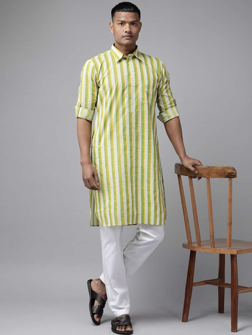men striped long sleeve pathani set