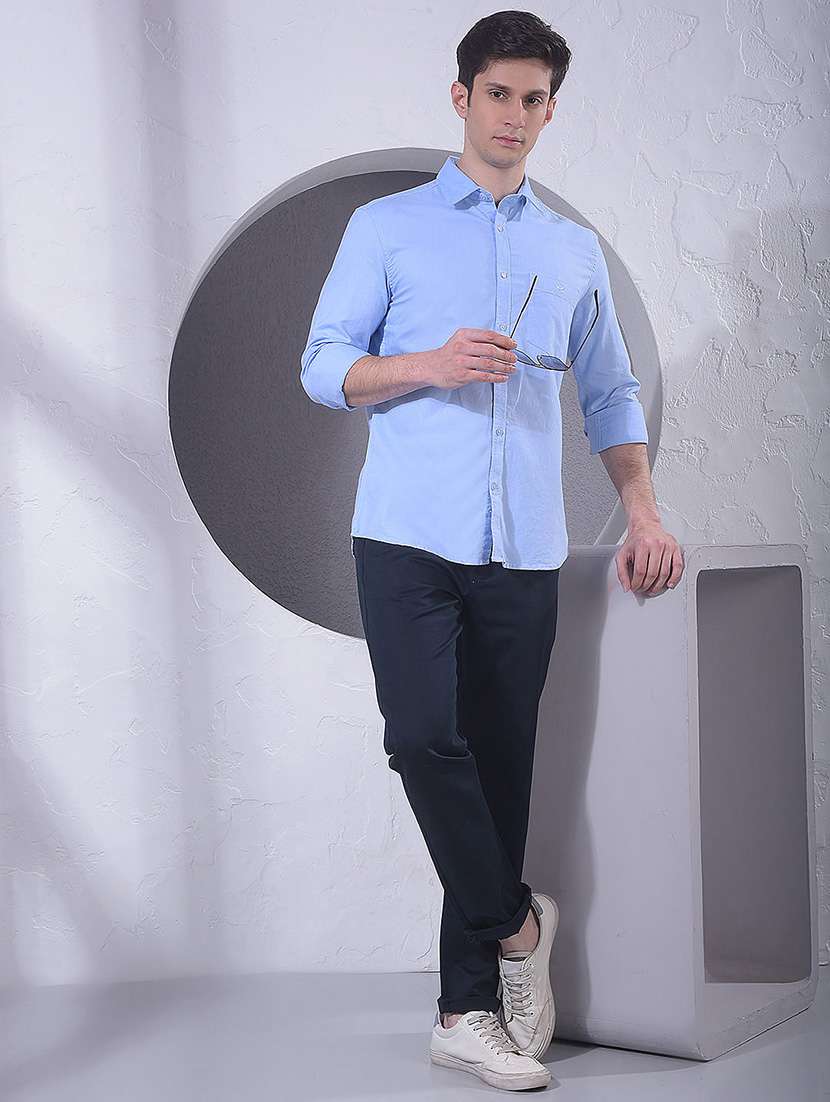 men solid long sleeve slim fit casual shirt - 22384132 -  Standard Image - 6