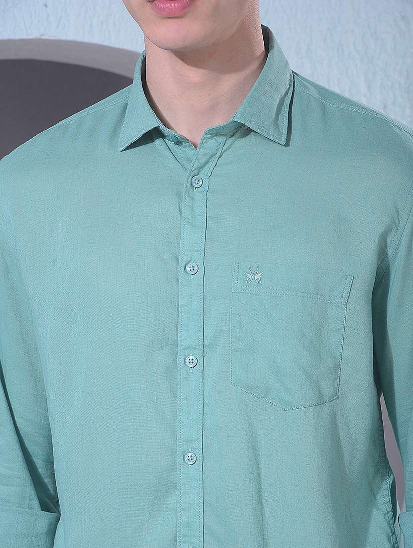 men solid long sleeve slim fit casual shirt - 22384142 -  Standard Image - 1