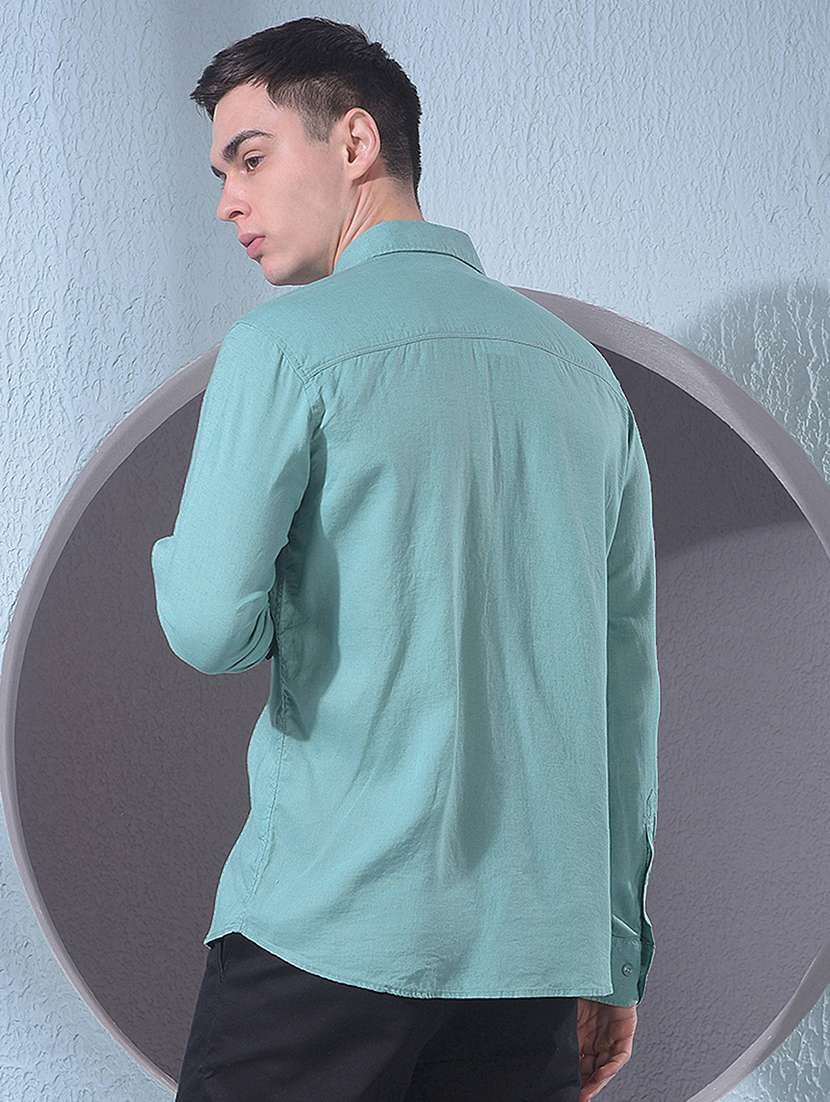 men solid long sleeve slim fit casual shirt - 22384142 -  Standard Image - 4