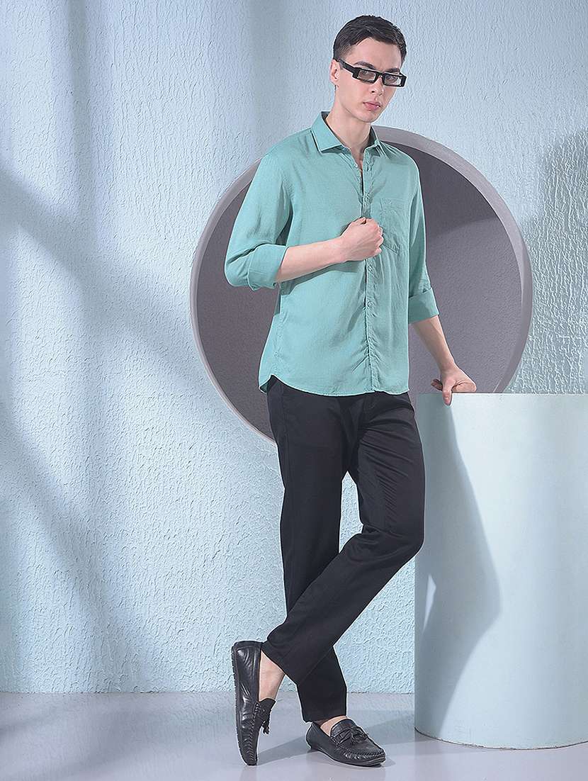 men solid long sleeve slim fit casual shirt - 22384142 -  Standard Image - 6