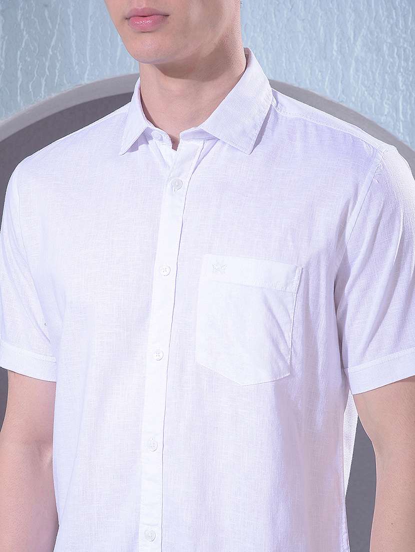 men solid short sleeve slim fit casual shirt - 22384151 -  Standard Image - 1