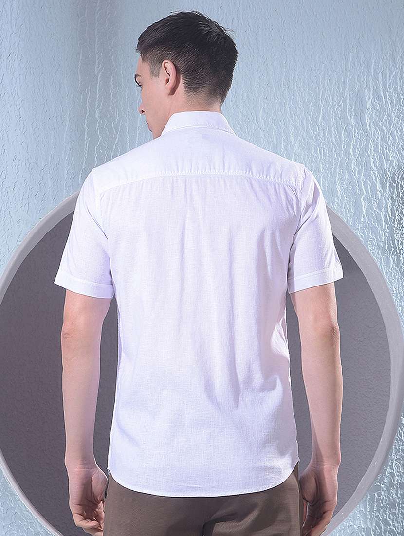 men solid short sleeve slim fit casual shirt - 22384151 -  Standard Image - 4