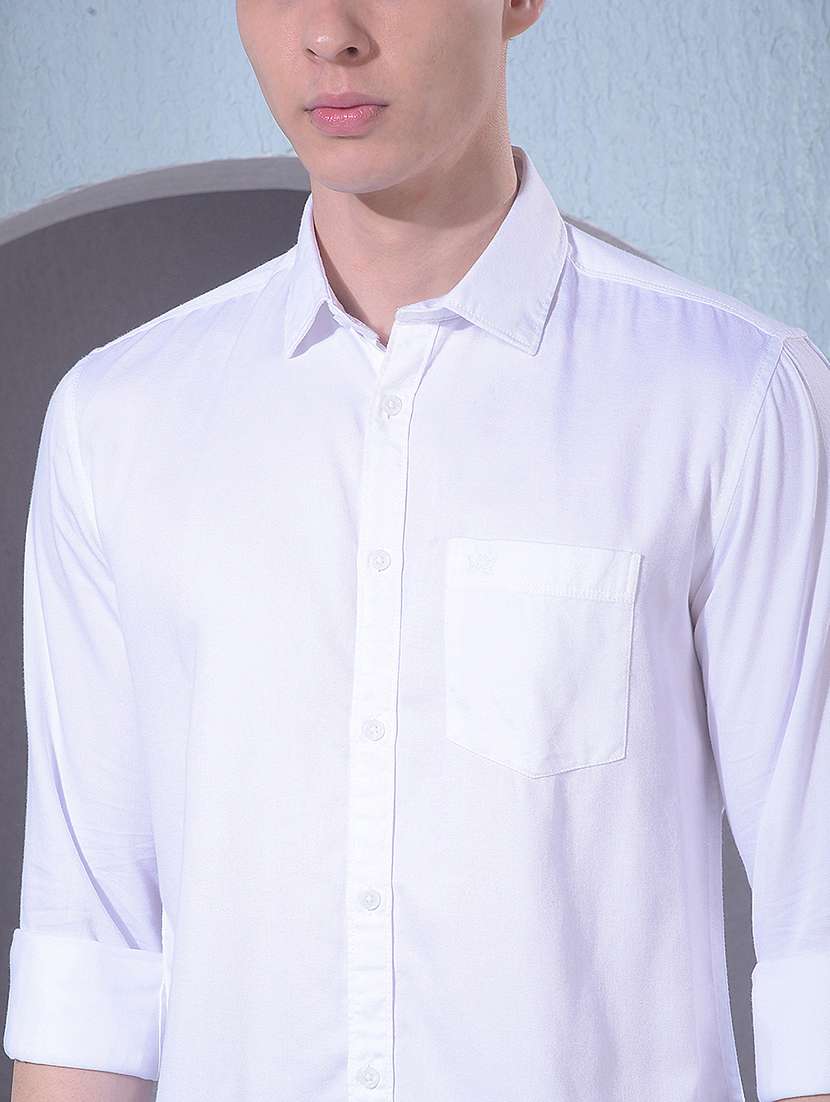 men solid long sleeve slim fit casual shirt - 22384154 -  Standard Image - 1