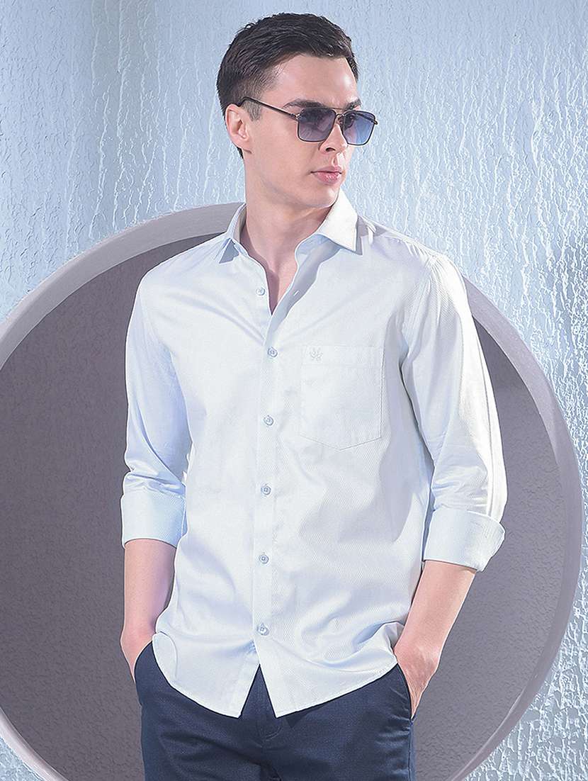 men solid long sleeve slim fit casual shirt