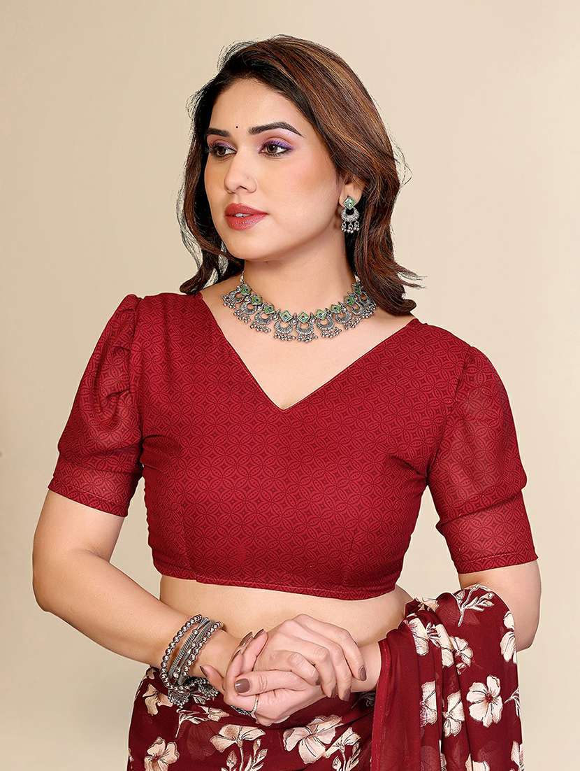 women printed casual wear saree with blouse - 22384177 -  Standard Image - 4