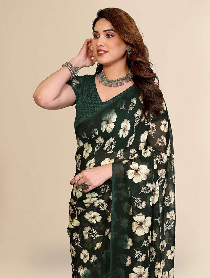 Women Printed Casual Wear Saree With Blouse - 22384178 -  Standard Image - 1