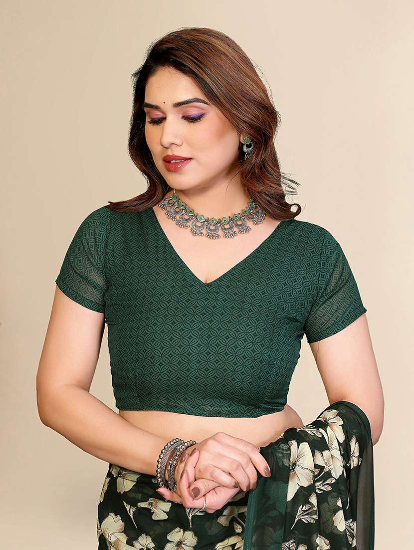Women Printed Casual Wear Saree With Blouse - 22384178 -  Standard Image - 4