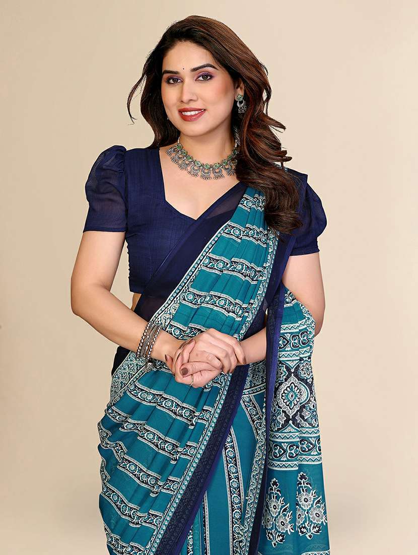 women printed casual wear saree with blouse - 22384181 -  Standard Image - 1