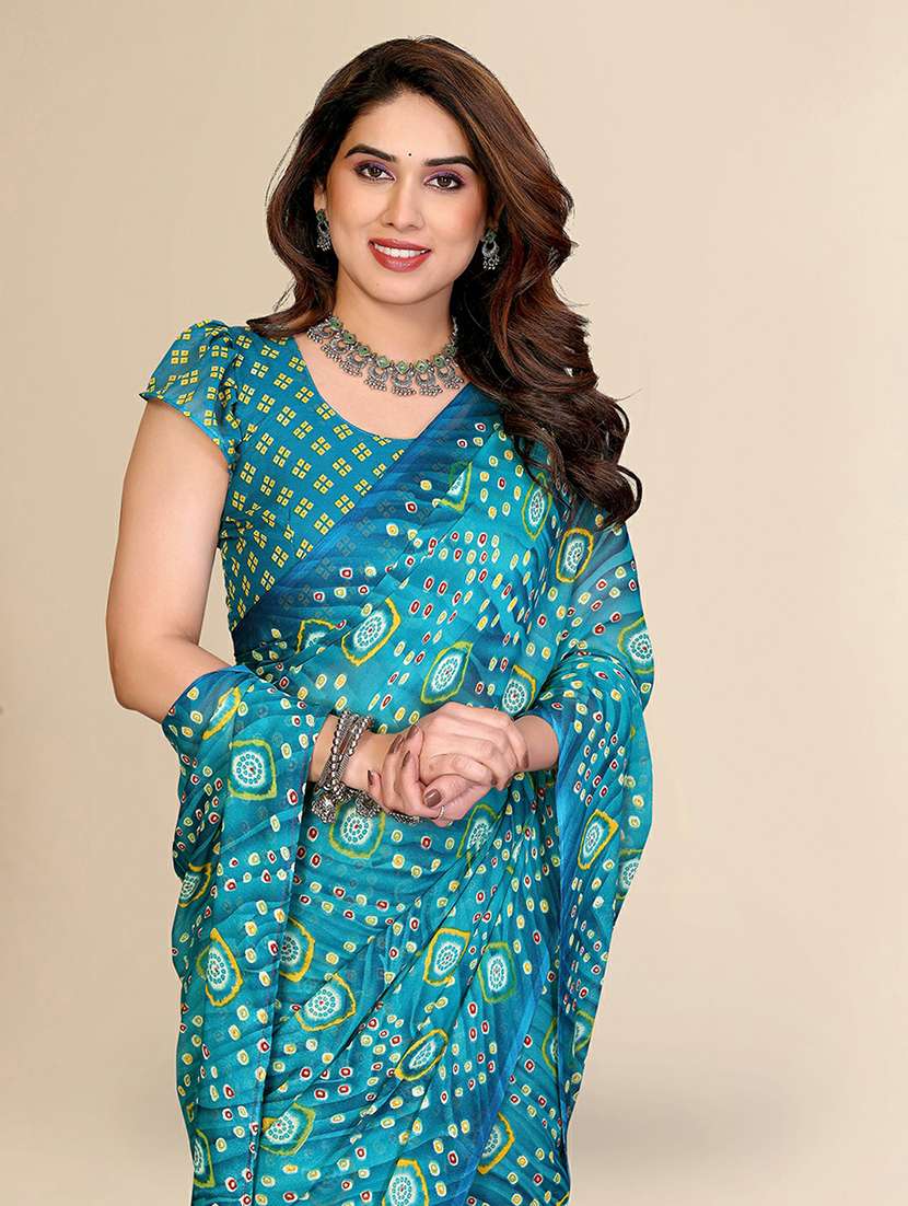 women printed casual wear saree with blouse - 22384184 -  Standard Image - 1