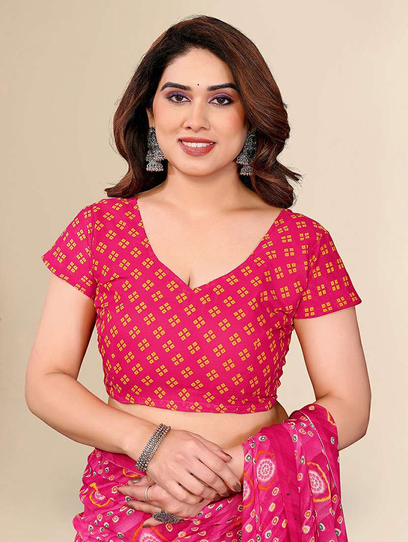 women printed casual wear saree with blouse - 22384186 -  Standard Image - 4