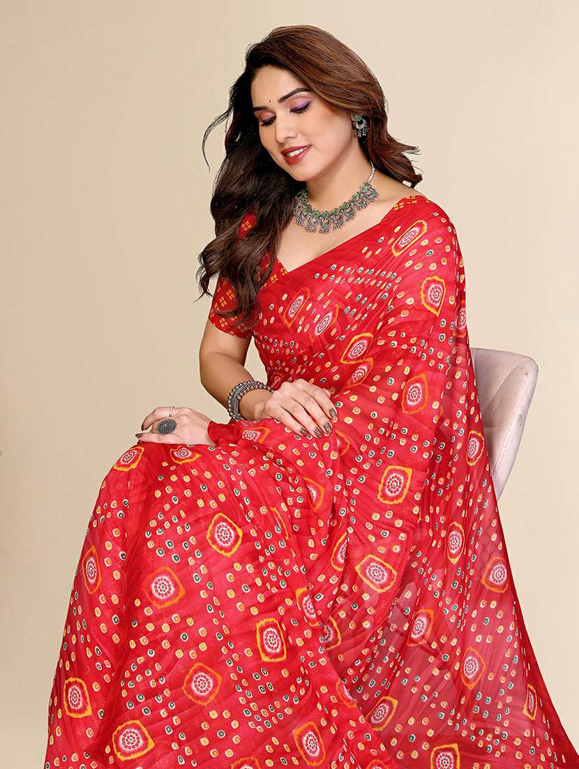 women printed casual wear saree with blouse - 22384189 -  Standard Image - 1