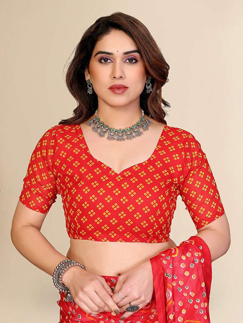 women printed casual wear saree with blouse - 22384189 -  Standard Image - 4