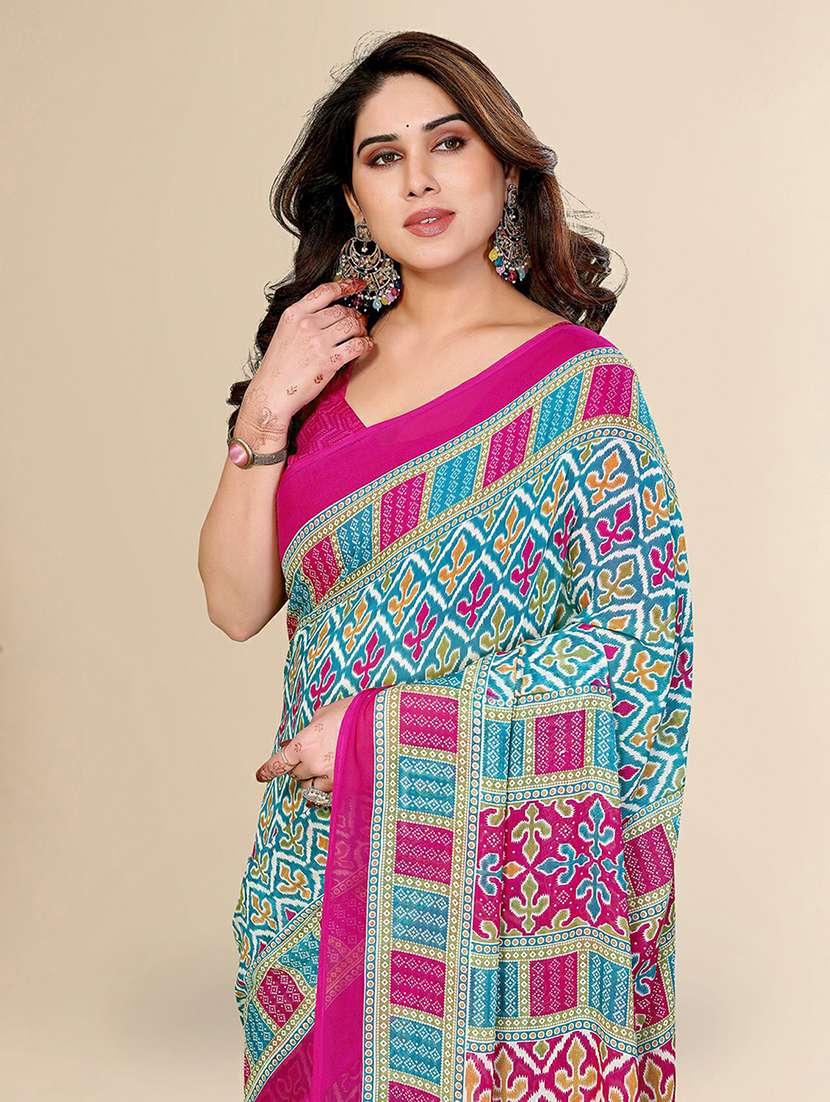 women printed casual wear saree with blouse - 22384190 -  Standard Image - 1